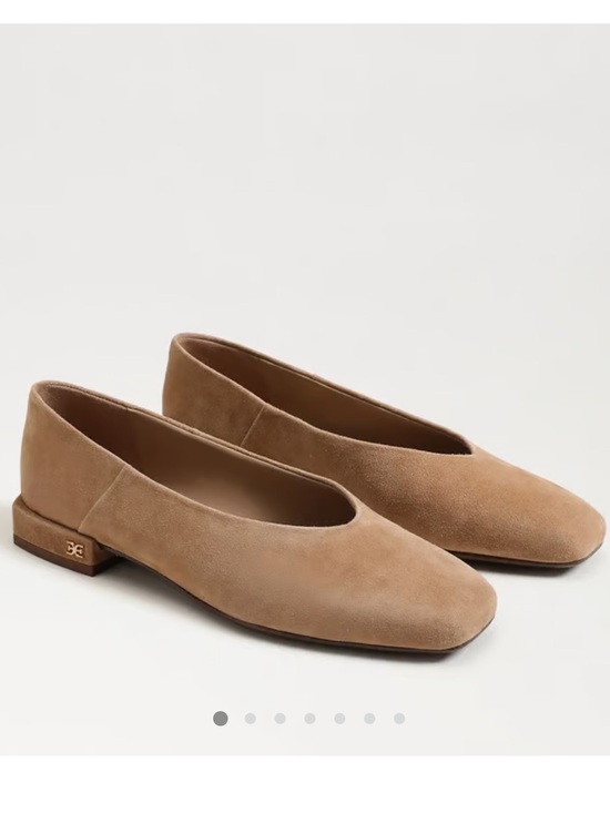 Sam Edelman Shoes - Sam Edelman Tan Suede Square-Toe Ballet Flats